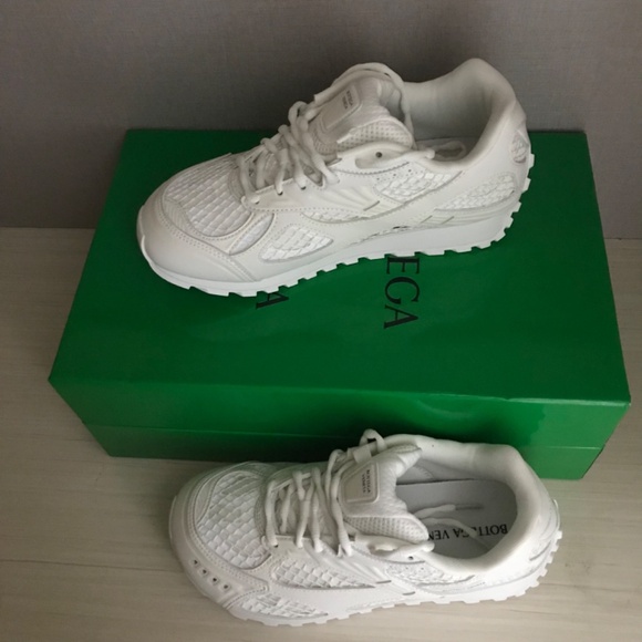 Bottega Veneta Men's/Women's White Thick-Sole Mesh Sneakers - Picture 3 of 9